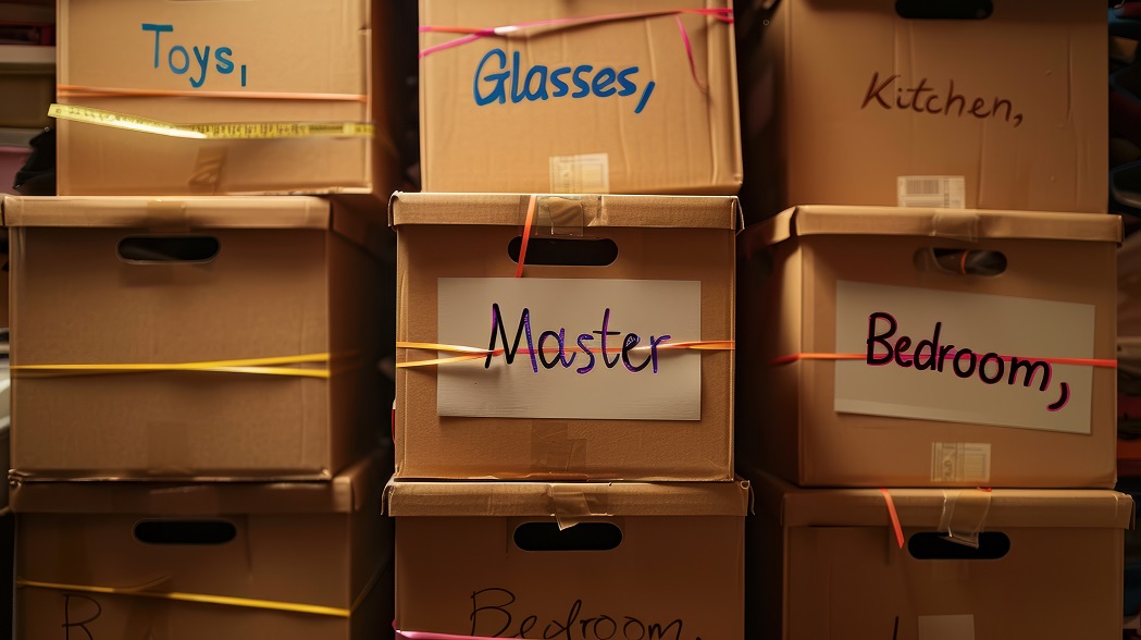 Senior woman packing boxes for a move